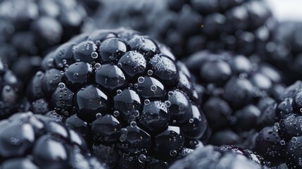 Wall Mural - Blackberry in close-up with a white background generative ai