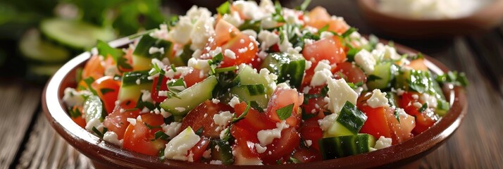 Poster - Tomato and cucumber salad with feta cheese.