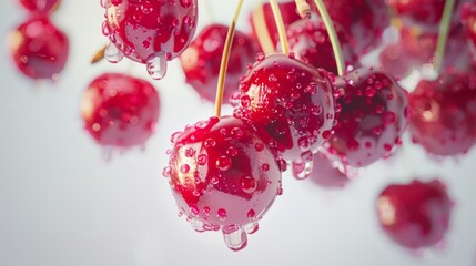 Wall Mural - Cherry close-up with a white background generative ai