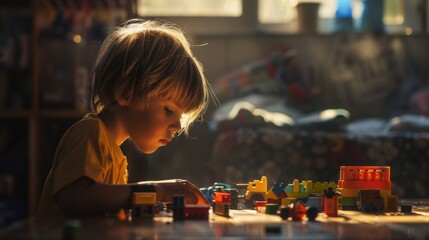 Poster - child playing with toy car