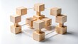 © Four888 - A precise arrangement of interconnected wooden blocks on a clean white background, symbolizing careful planning, strategic thinking, and methodical problem-solving in a modern business context.