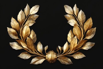 Wall Mural - Elegant Gold Laurel Wreath with Transparent Background – Symbol of Honor and Achievement