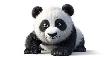 A cute cartoon panda cub with a playful expression, designed to appeal to children and animal lovers.