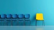 © akun - Yellow Chair Stands Out -  Blue Background