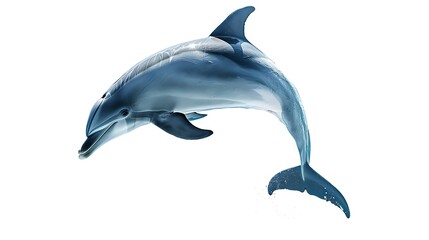 Wall Mural - A dolphin leaping gracefully above the water's surface, showcasing its sleek body and playful nature.