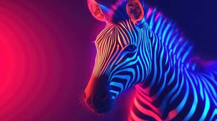 Poster - Close-up of a zebra under blue light. Perfect for an abstract, colorful, or animal themed design.