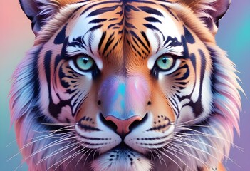 Wall Mural - Colorful Tiger Portrait Wild Jungle Cat Painting Beautiful Animal Background Graphic Design