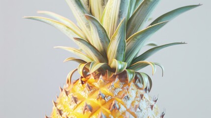 Pineapple closeup with a white background generative ai