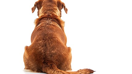 Sticker - A brown dog sitting with its back turned, showcasing its fur and tail against a white background.