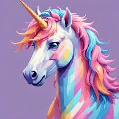 Wall Mural - Colorful Unicorn Portrait Painting Beautiful Fantasy Animal Graphic Design