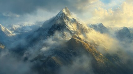 Canvas Print - A Majestic Mountain Peak Rising Above a Sea of Clouds