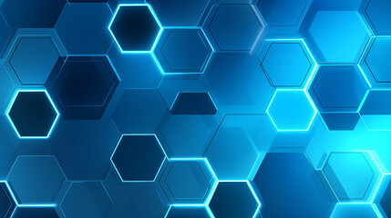 Poster - High-Contrast Hexagonal 3D Pattern With Neon Highlights