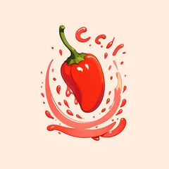 Wall Mural - Red Pepper Splash Illustration