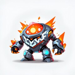 Sticker - Fiery Robot Illustration