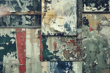 Sticker - A close-up shot of peeling paint on a worn-out wall, great for use in renovation or construction-related content