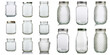 © Jieee Mooo - Collection of empty glass jars with metal lids isolated on transparent background