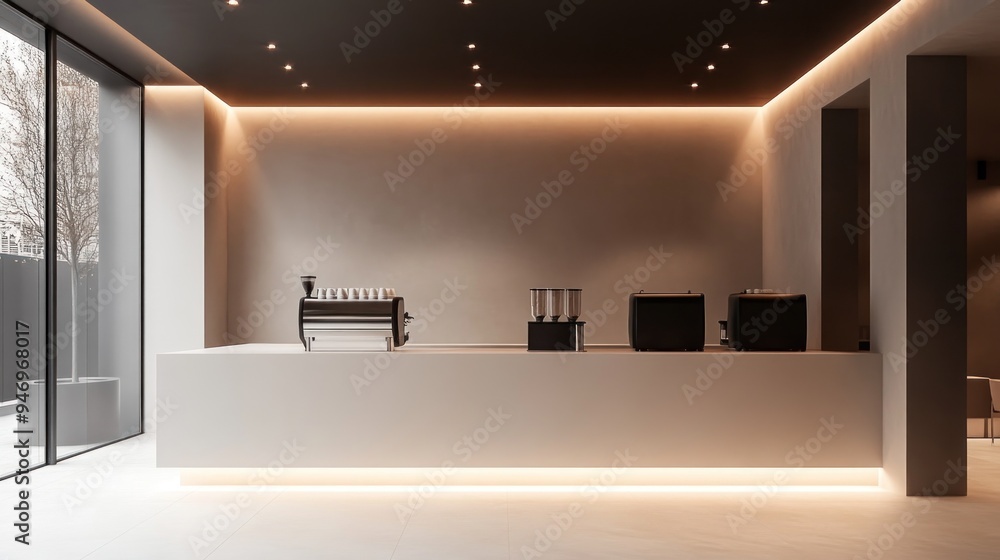 Minimalist Coffee Shop Interior Design Stock Illustration | Adobe Stock