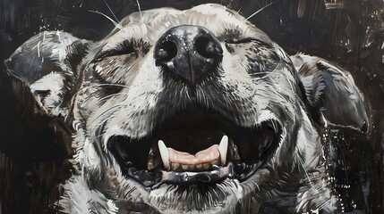 Canvas Print - A close-up of a joyful dog with a wide smile, showcasing its happiness and playful spirit.