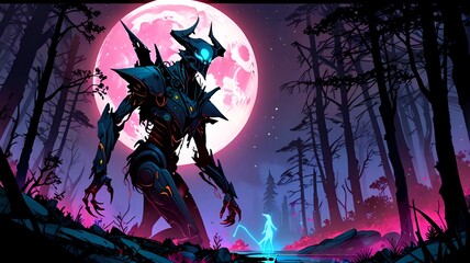 Sticker - A Glowing Demon in a Dark Forest