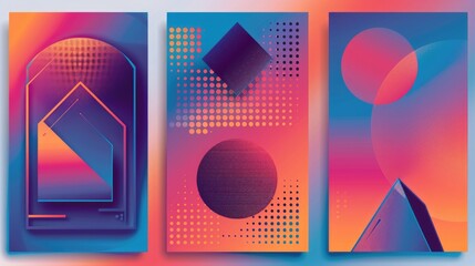 Poster - A collection of three posters featuring geometric shapes, perfect for decorative or educational purposes