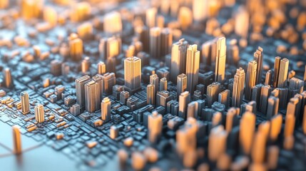 Sticker - A Miniature Cityscape with Towering Buildings