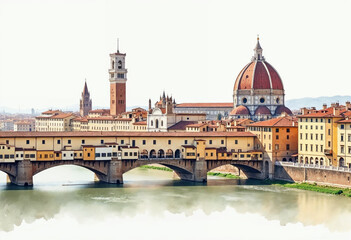 Front view of aesthetic Florence landscape illustration or cartoon	
