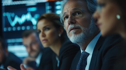 A Senior Businessman in a Suit, Listening Attentively During a Presentation