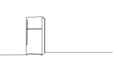 Wall Mural - Refrigerator continuous one line drawing vector illustration, Refrigerator in one line style. Refrigerator vector illustration in one continuous line