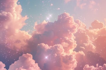 Wall Mural - A beautiful cloudy night sky with stars shining bright, perfect for any astronomy or nature themed project