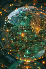 Canvas Print - a bright globe surrounded by numerous lights, ideal for use in presentations or as a decorative elem
