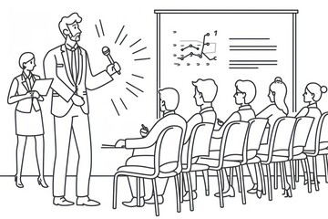 Businessman giving a presentation to a group of people.