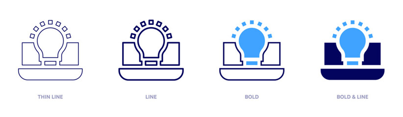 Analysis idea icon in 4 different styles. Thin Line, Line, Bold, and Bold Line. Duotone style. Editable stroke