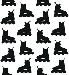 Sticker - Vector seamless pattern of hand drawn sketch doodle roller skate silhouette isolated on white background