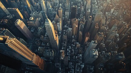 Sticker - Aerial View of a Dense Urban Cityscape with Skyscrapers