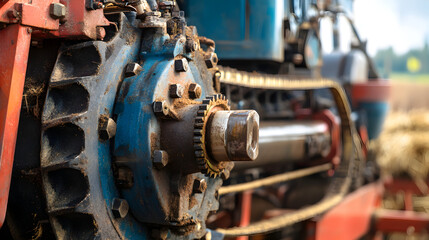 Intricate Vintage Machinery Engine with Gears and Cogs in Industrial Workshop