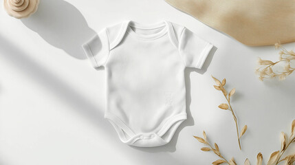 Sticker - White baby onesie mockup lying on white background