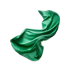 Elegant floating green fabric, on a white background
