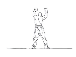 Poster - Line drawing of a boxer celebrating victory.