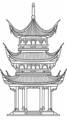 Wall Mural - Chinese Pagoda Illustration.