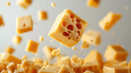 Cubes of Swiss Cheese Falling and Scattering