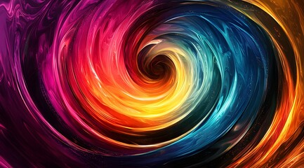 Wall Mural - Abstract swirling colors in a circular pattern with a dark center