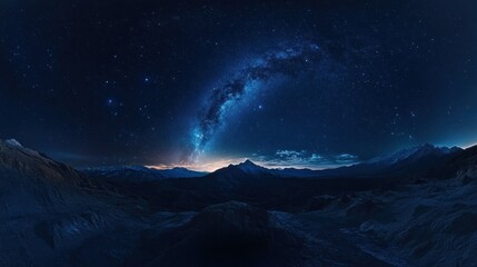 Poster - Milky Way Arching Over a Mountain Range at Night