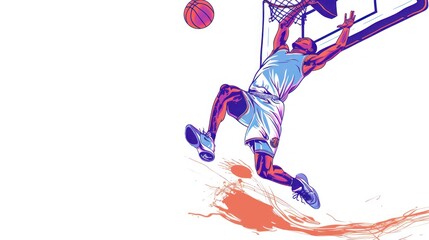 Wall Mural - Dynamic Basketball Player Silhouette.