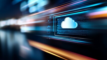 Poster - A cloud is displayed on a computer screen