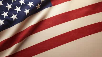 Poster - A red, white and blue American flag with stars