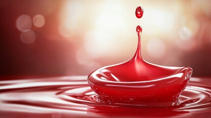 Wall Mural - A drop of red liquid is falling into a body of water