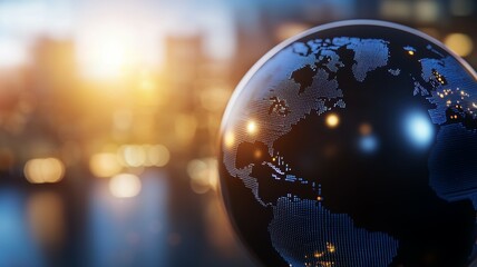 Wall Mural - a globe with a city in the background