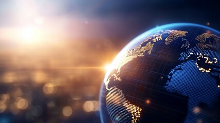 Wall Mural - a globe with a sun shining on it