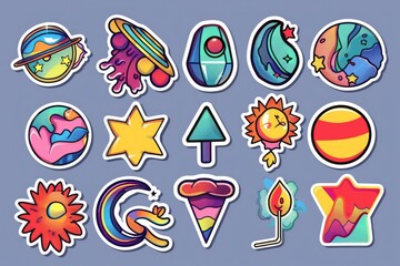 Sticker - Collection of stickers featuring different illustrations and graphics