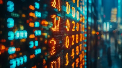 Magnified view of currency symbols on a stock exchange screen